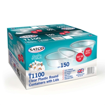 Satco T1100 Plastic Round Containers & Lids ( 1100 圓膠盒 )